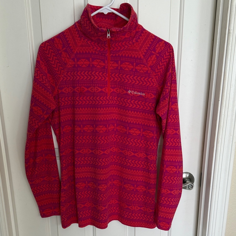 Columbia Aztec Women's Vibrant Pink Cowl Neck quarter zip Fleece